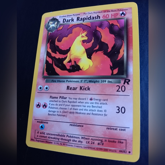 Dark Rapidash Pokemon Card - Team Rocket - NO. 44/82 Uncommon Non-Holo - Picture 6 of 9